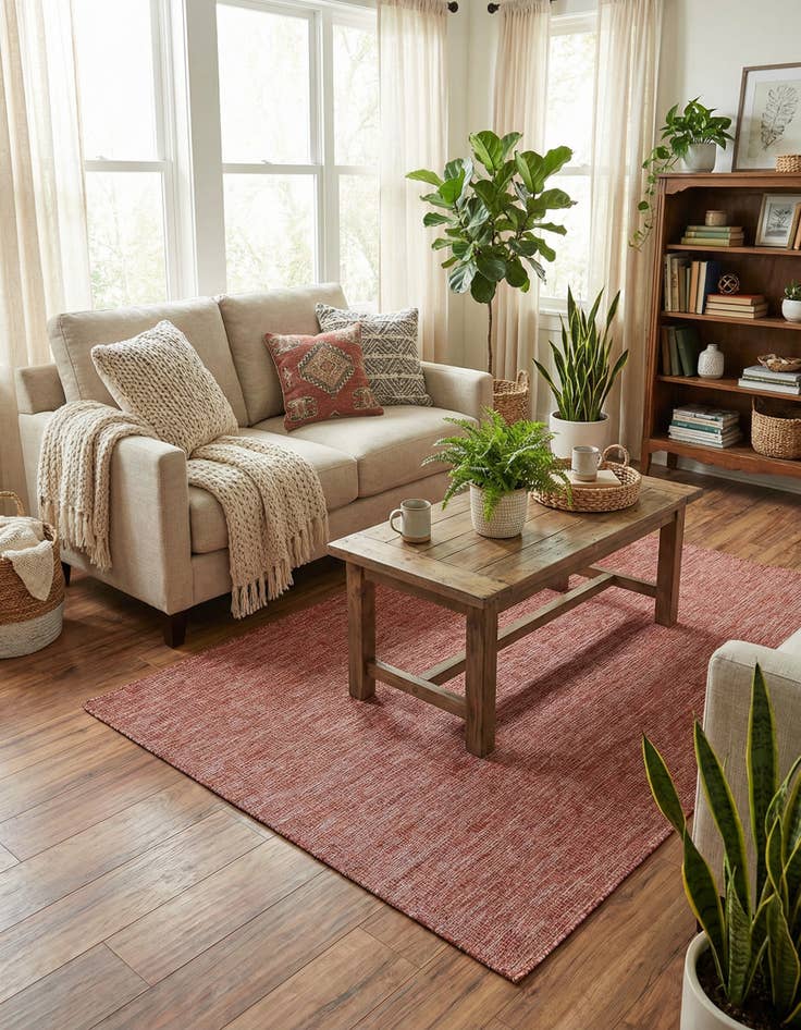 Detail image of 5' 3 x 8' Washable Solid Indoor / Outdoor Rug