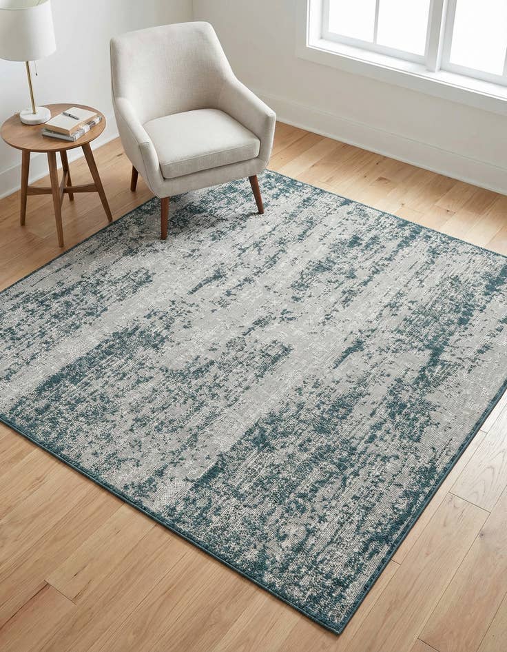 Detail image of 5' 3 x 5' 3 Easy-Clean Modern Indoor / Outdoor Square Rug
