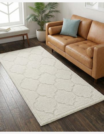 Ivory Lattice Shag Rug