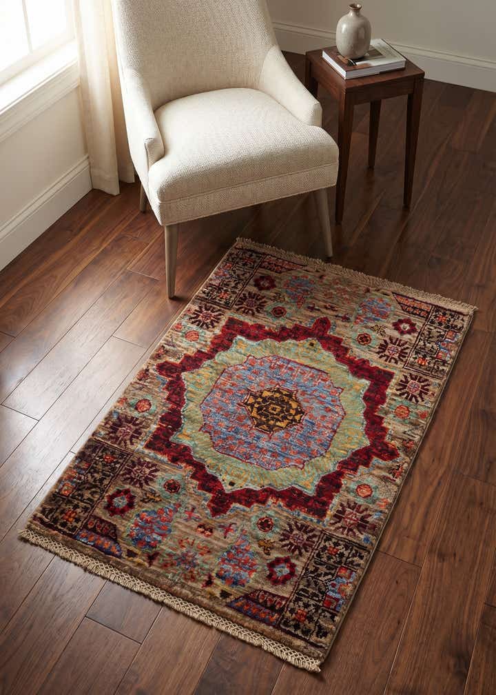 2' x 2' 11 Hand Knotted Mamluk Ziegler Rug