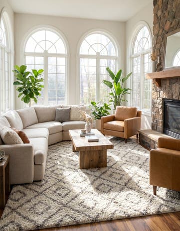 Ivory Lattice Shag Square Rug