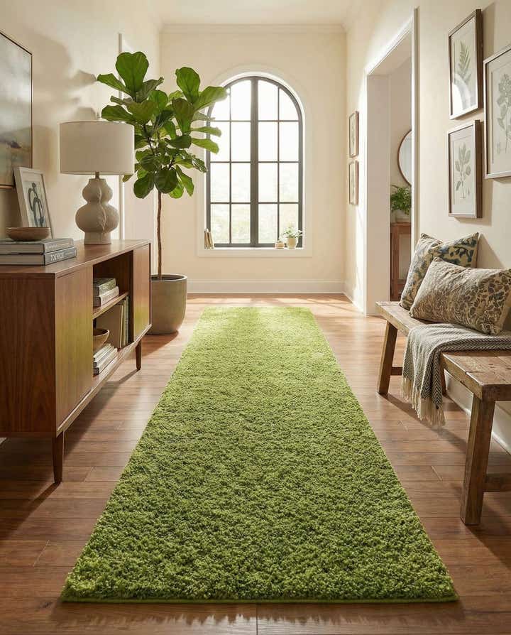 2' 7 x 14' Solid Shag Runner Rug