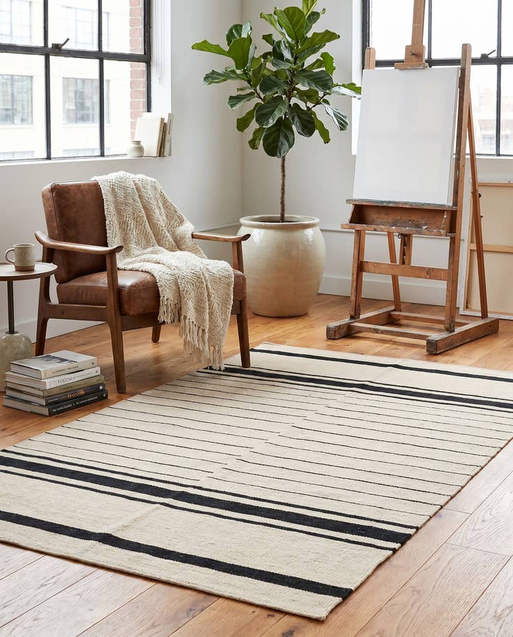 Detail image of 3' 5 x 5' 1 Hand Woven Kilim Modern Wool Rug