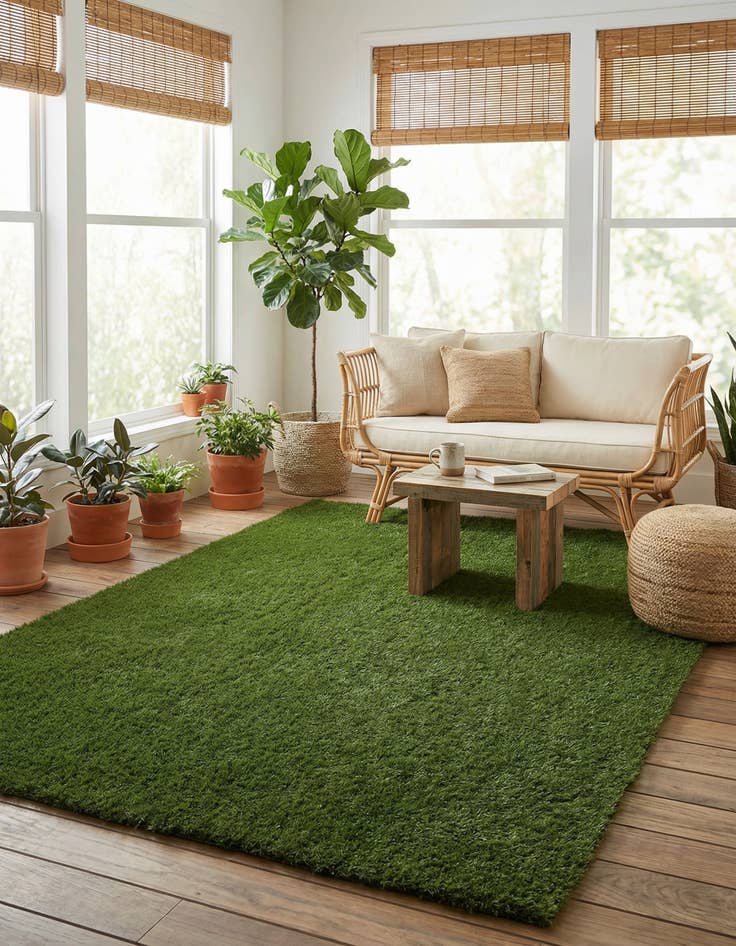 Detail image of 7' 10 x 11'  Washable Grass Indoor / Outdoor Rug