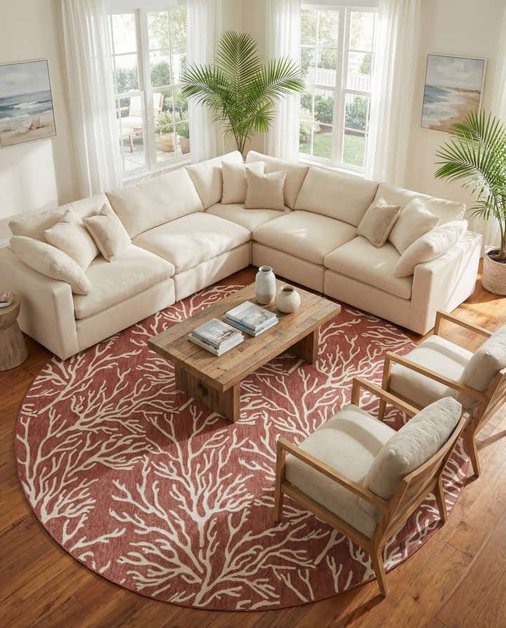 13' x 13' Easy-Clean Coastal Indoor / Outdoor Round Rug
