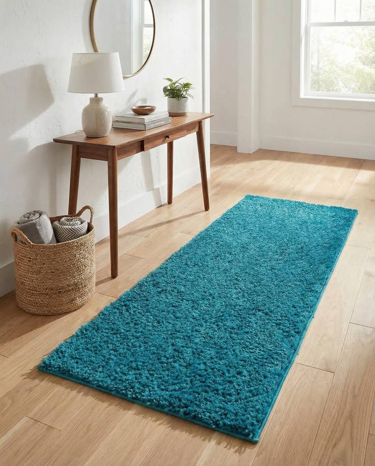 Detail image of 2' x 5' Solid Shag Runner Rug