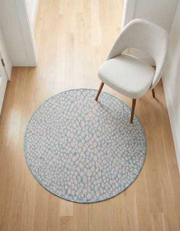 Pink and Aqua Easy-Clean Jill Zarin Cape Town Indoor / Outdoor Round Rug