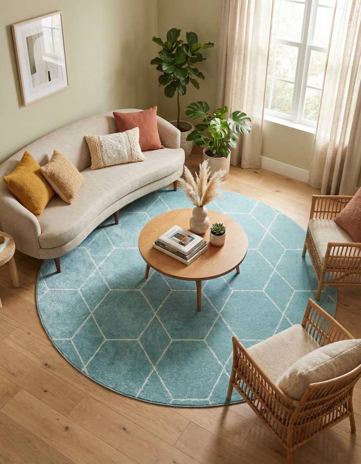 Detail image of 7' 10 x 7' 10 Lattice Frieze Round Rug