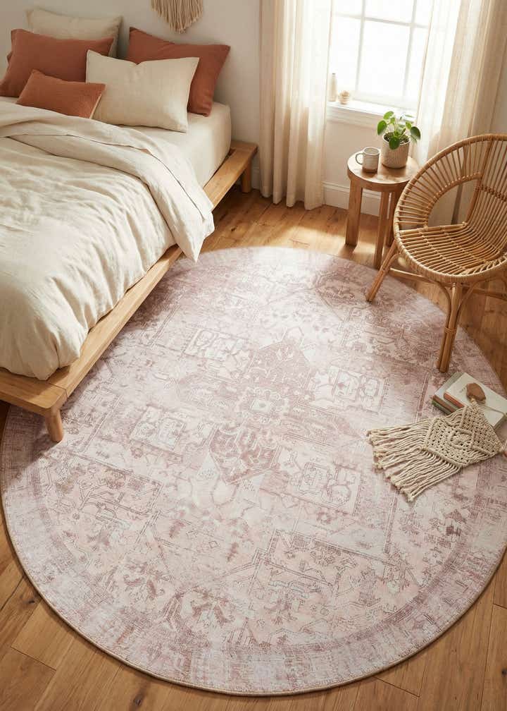 7' 6 x 7' 6 Washable Timeless Round Rug