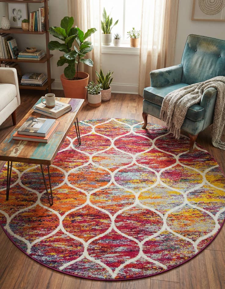 Detail image of 6' x 6' Trellis Frieze Round Rug