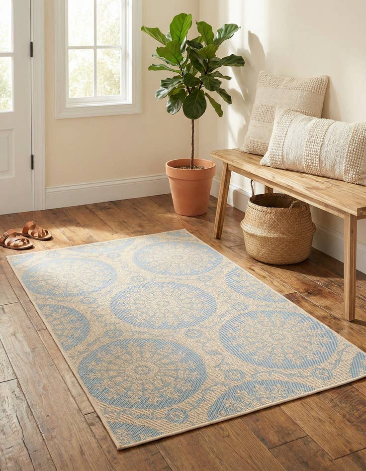 Detail image of 3' 3 x 5' Easy-Clean Botanical Indoor / Outdoor Rug