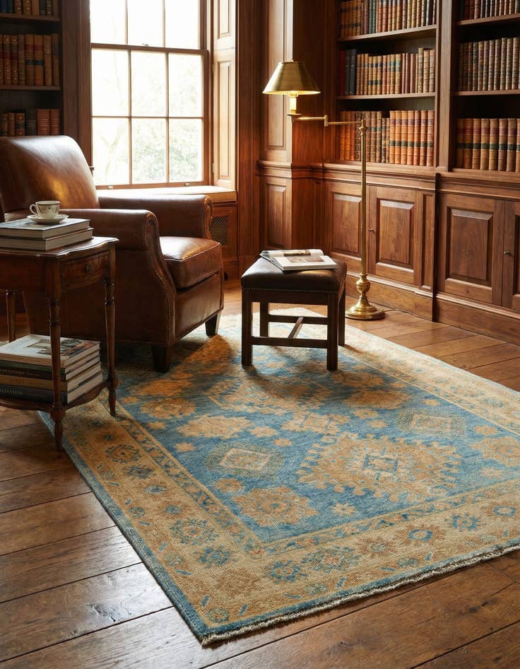 Detail image of 4' x 5' 9 Hand Knotted Oushak Wool Rug