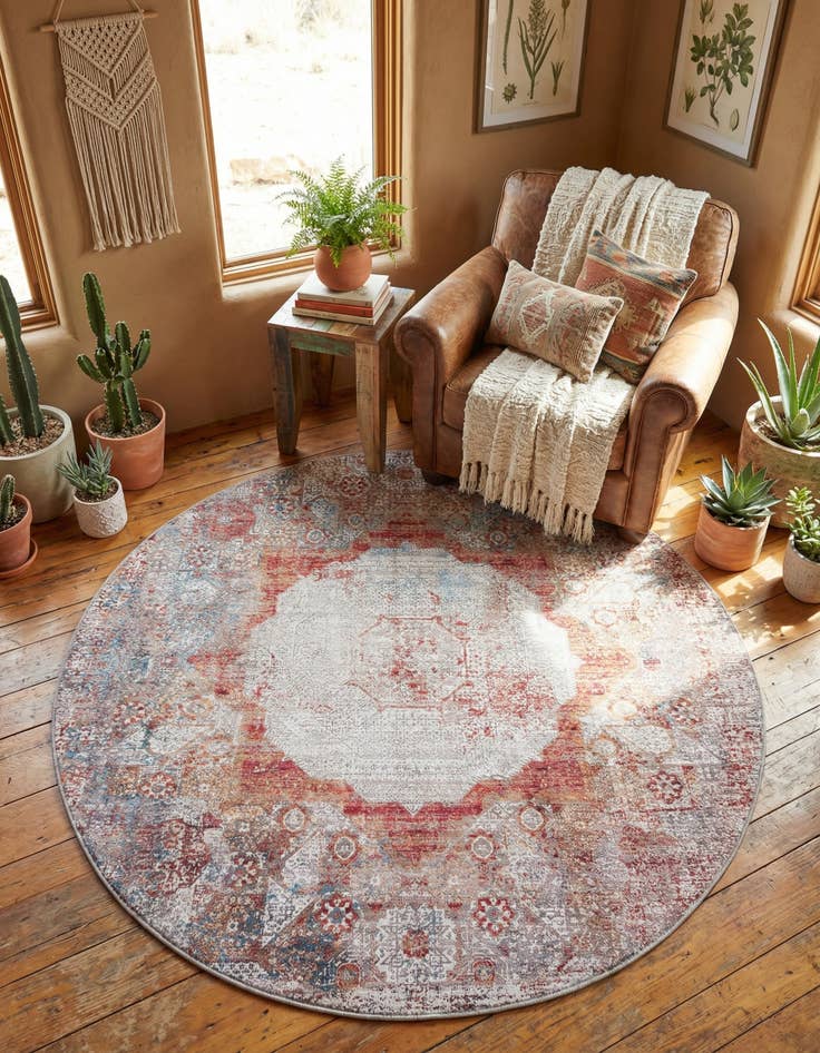 Detail image of 6' x 6' Washable Yara Round Rug
