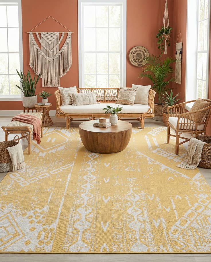 Detail image of 9' x 12' Easy-Clean Bohemian Indoor / Outdoor Rug