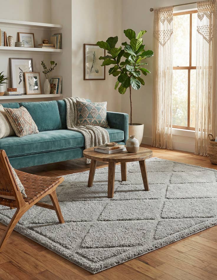 Detail image of 5' x 8' Lattice Shag Rug