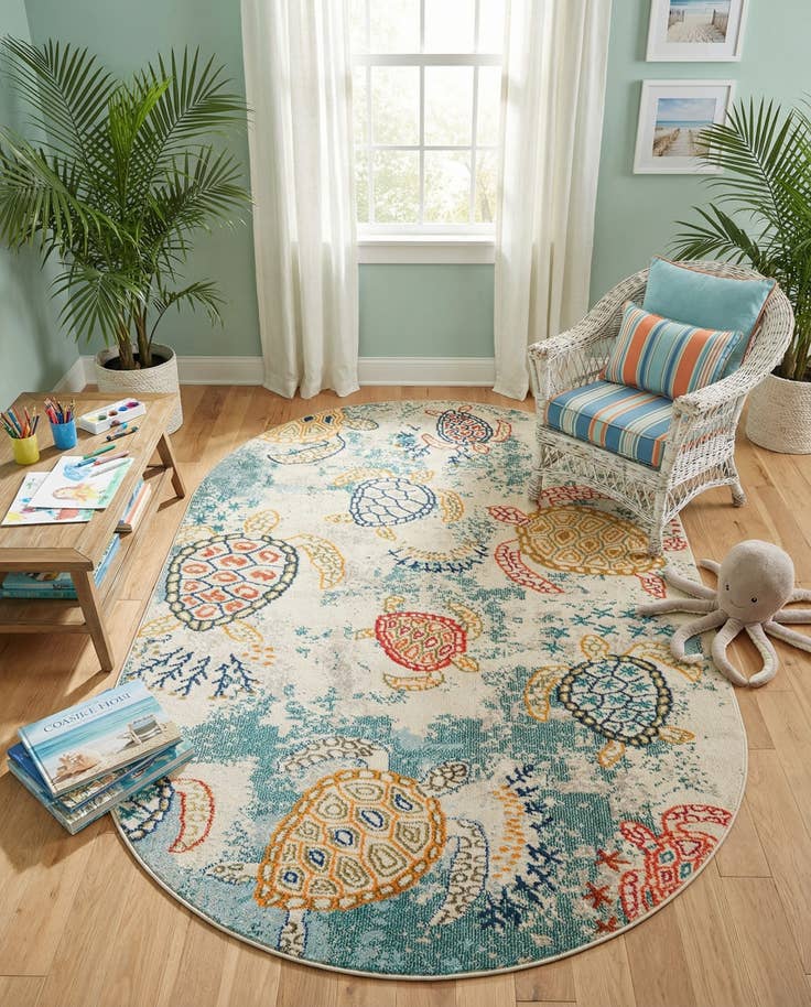 Detail image of 5' x 8' Washable Amalfi Oval Rug