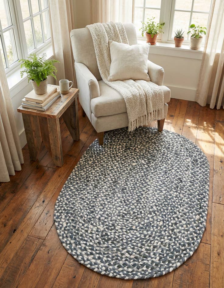 Detail image of 3' 3 x 5' 1  Hand Braided Chindi Oval Rug