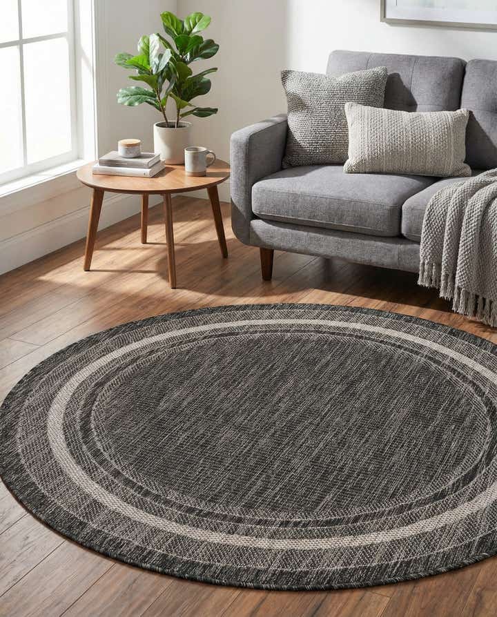 4' x 4' Easy-Clean Border Indoor / Outdoor Round Rug