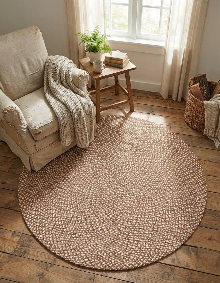 Detail image of 4' 1 x 4' 1 Handmade Tweed Braided Jute Round Rug