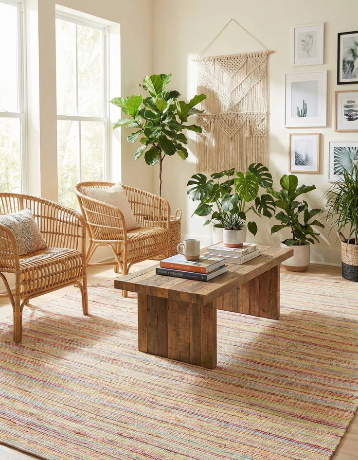 Detail image of 7' 10 x 10' Hand Woven Happy Rugs Rainbow Weave