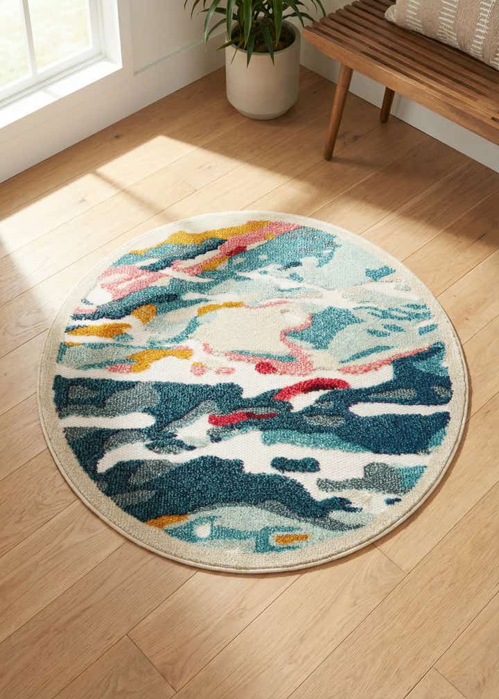 3' x 3' Easy-Clean Casablanca Indoor / Outdoor Round Rug