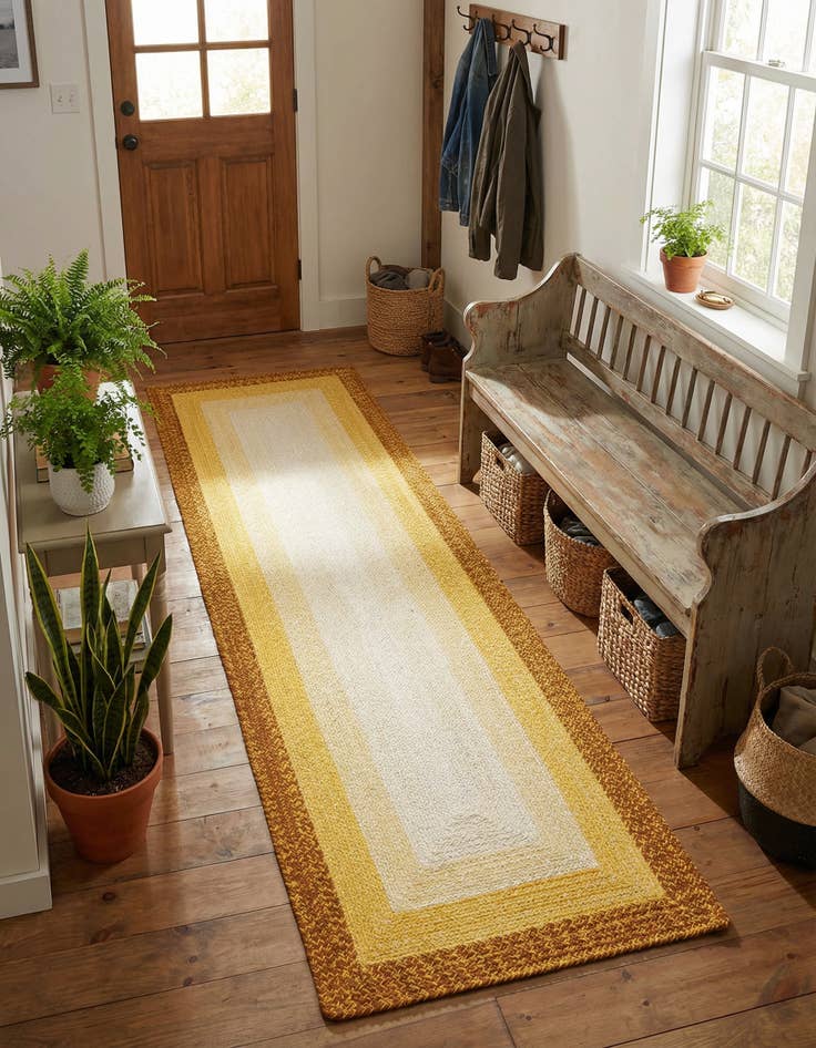Detail image of 2' 7 x 8' Handmade Hand Braided Wool Runner Rug