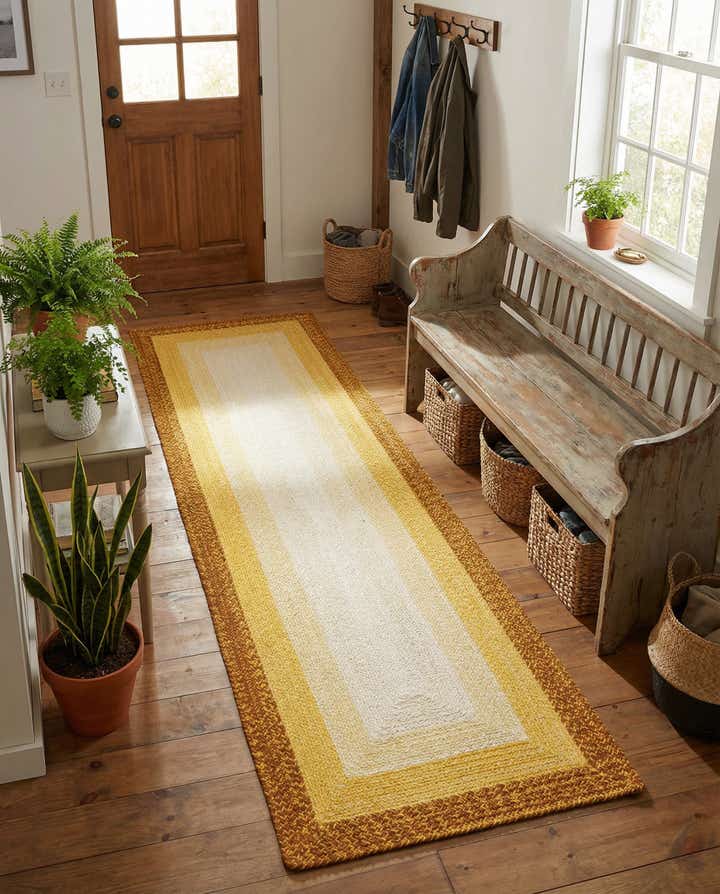 2' 7 x 8' Handmade Hand Braided Wool Runner Rug