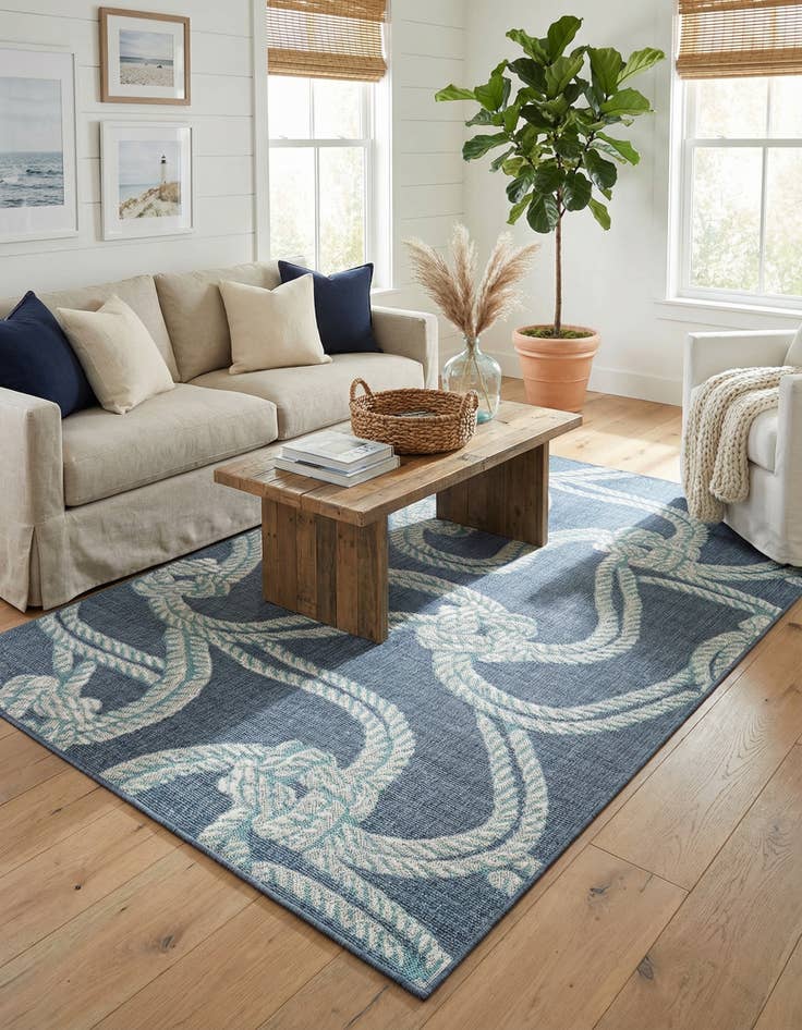 Detail image of 5' 3 x 8' Washable Coastal Indoor / Outdoor Rug