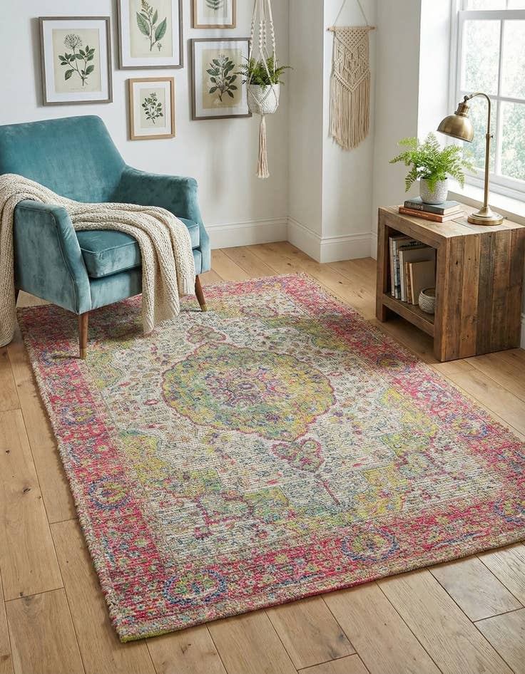 Detail image of 4' 1 x 6' 1 Hand Woven Chenille Jute Rug