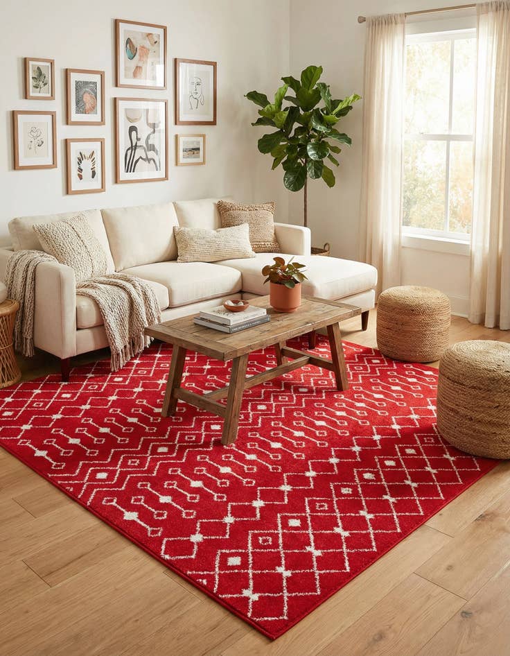 Detail image of 7' 10 x 7' 10 Moroccan Trellis Square Rug