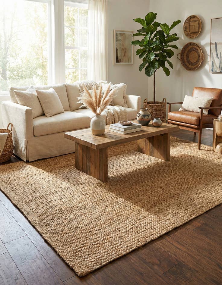 Detail image of  7' 1 x 10'  Hand Heirloom Braided Jute Rug