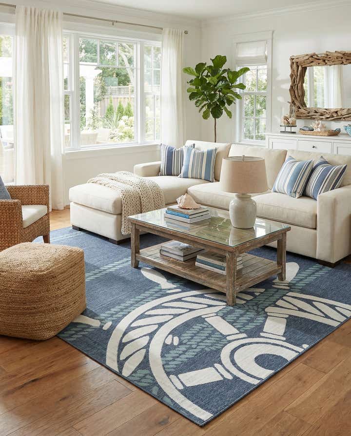 7' 10 x 10' Easy-Clean Coastal Indoor / Outdoor Rug