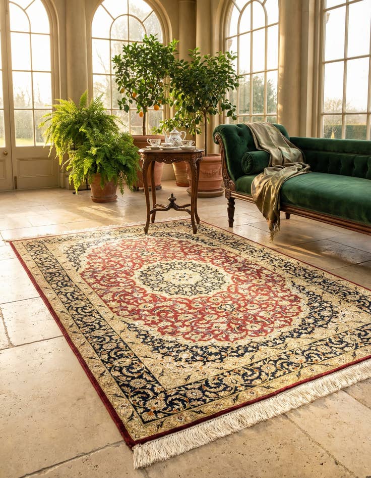 Detail image of 3' 3 x 5' Ghom Silk Rug