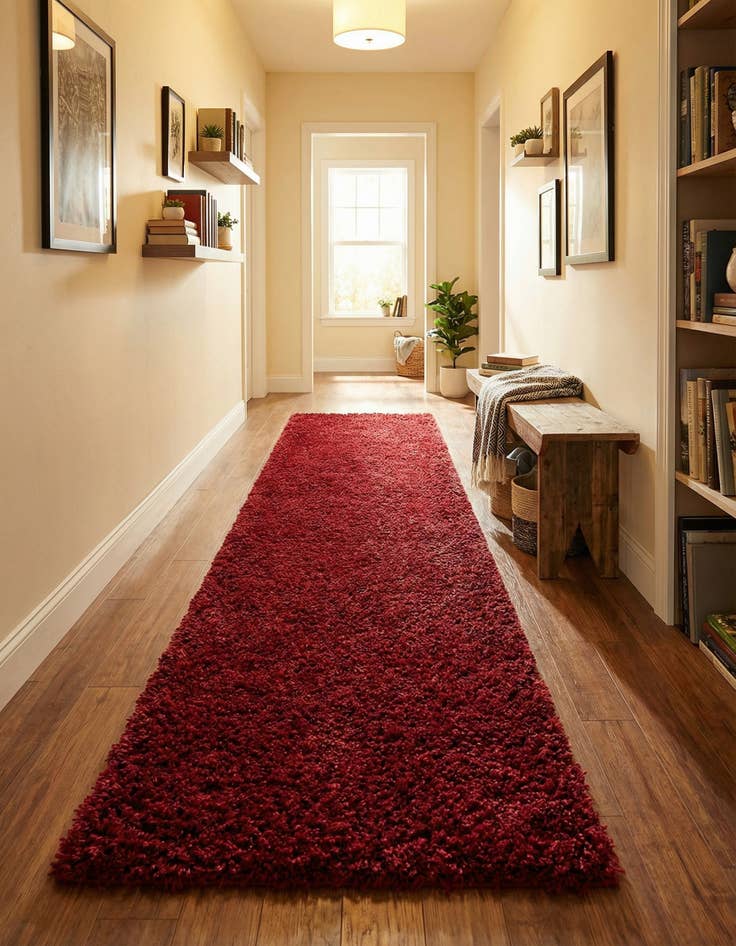 Detail image of  2' 7 x 13' Solid Shag Runner Rug
