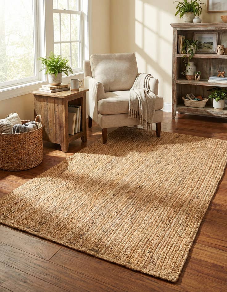 Detail image of 4' 1 x 6' 1  Hand Braided Jute Luxe Rug