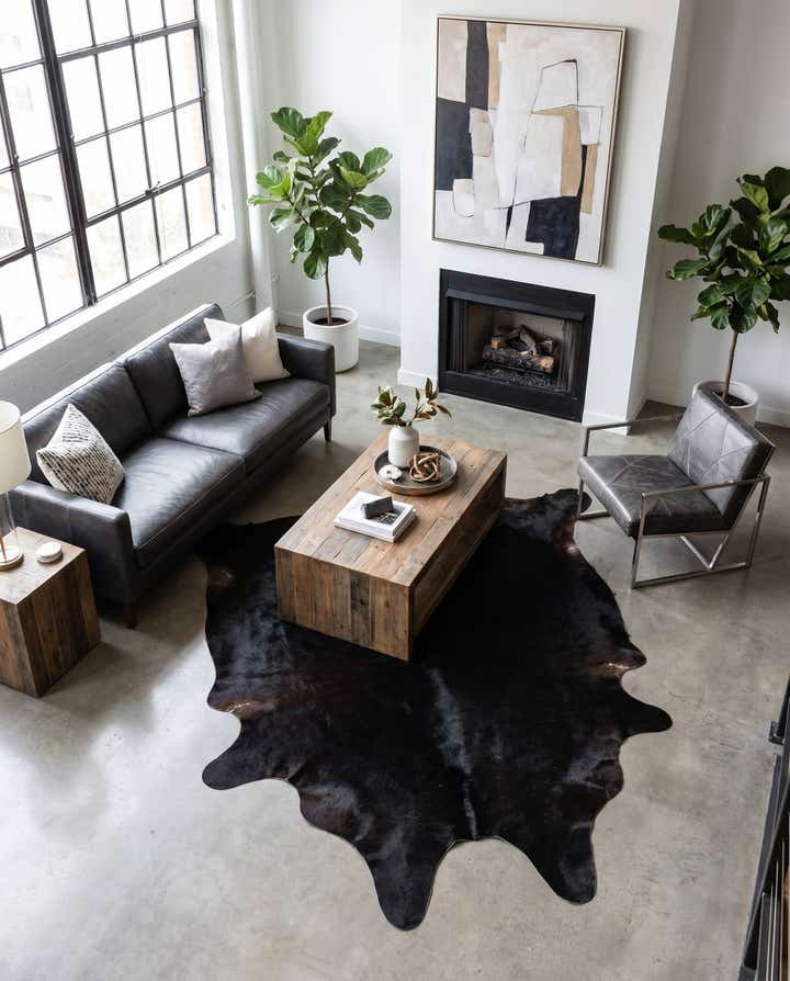 6' 2 x 6' 8 Cowhide Leather Square Rug
