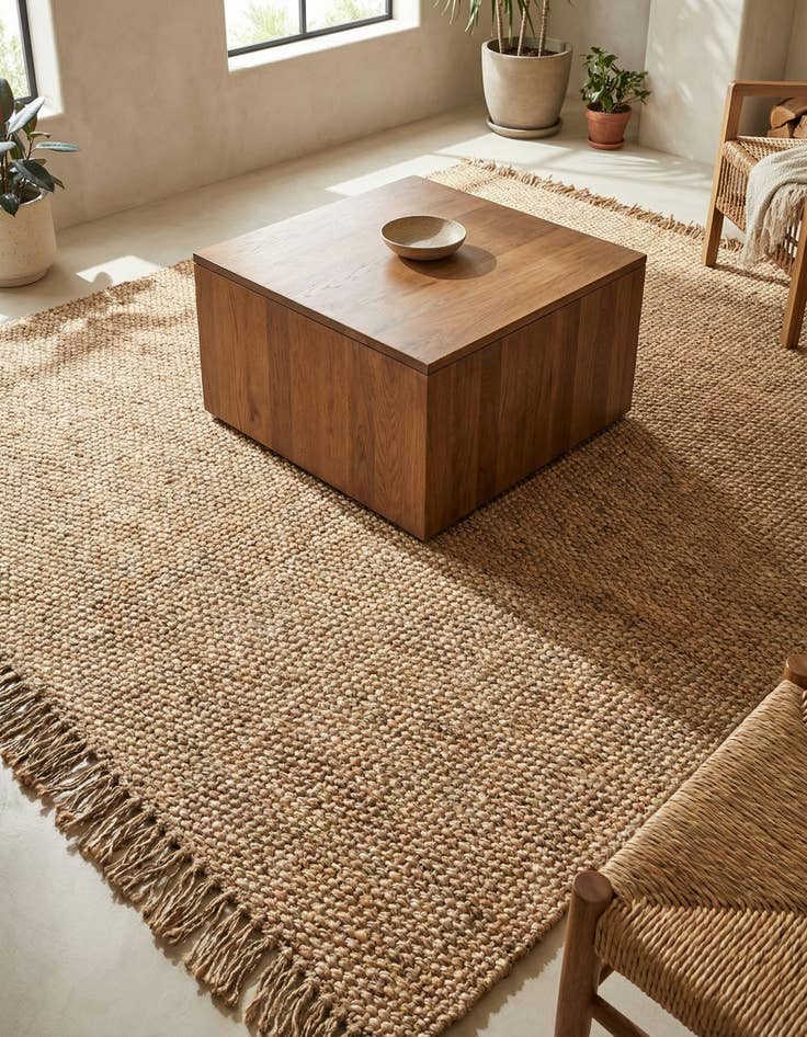 Detail image of  7' 10 x 7' 10  Hand Woven Chunky Jute Square Rug