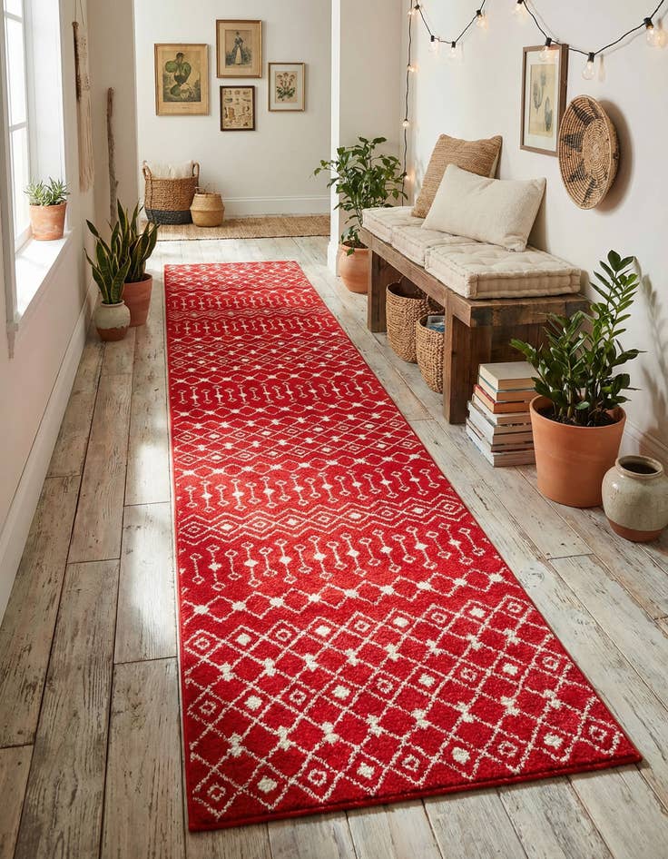 Detail image of 3' 3 x 16' 5 Moroccan Trellis Runner Rug