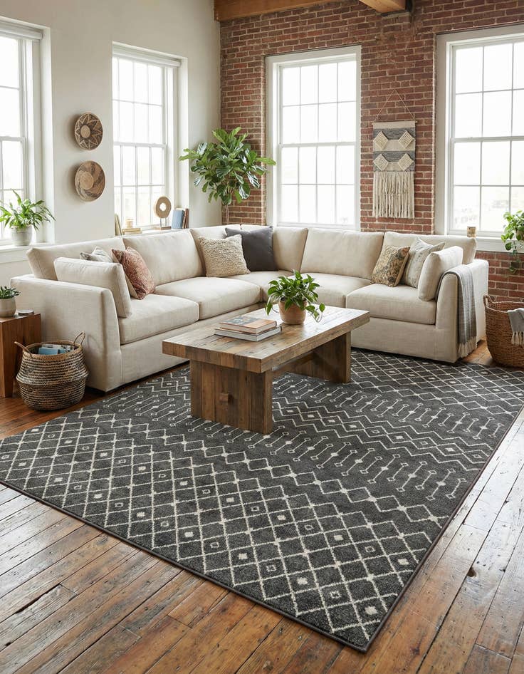 Detail image of 10' 8 x 14' Moroccan Trellis Rug