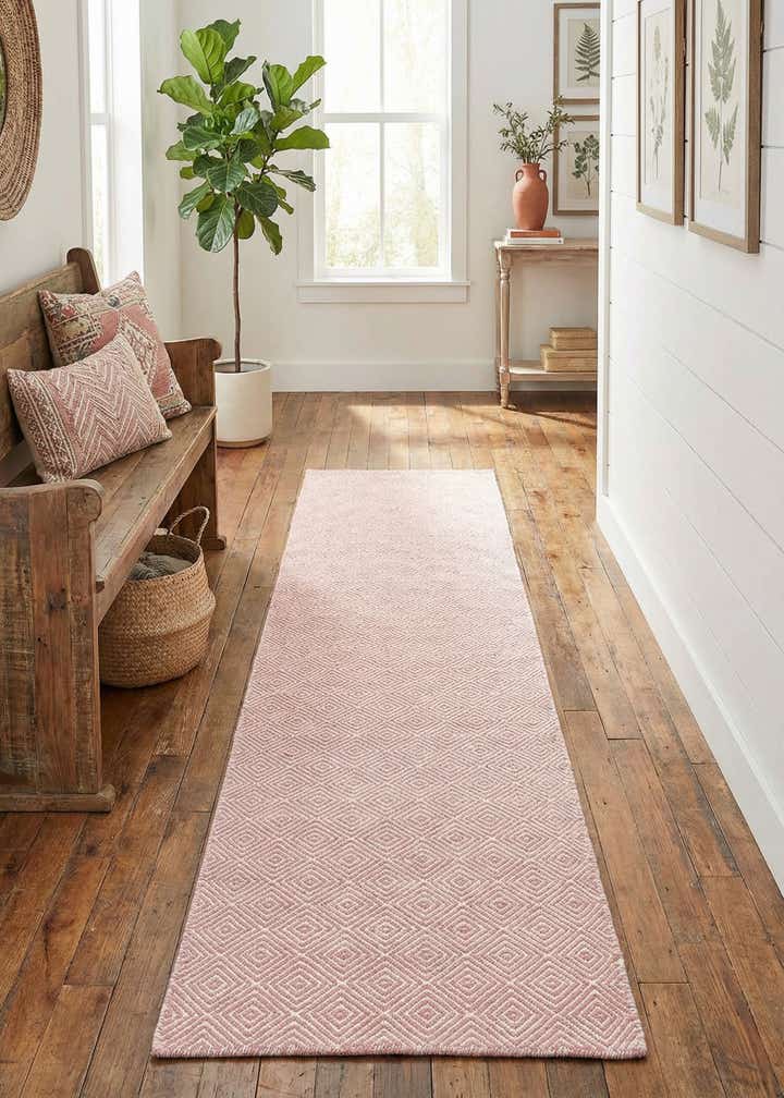 2' 7 x 12' Hand Woven Geo Trellis Flatweave Runner Rug