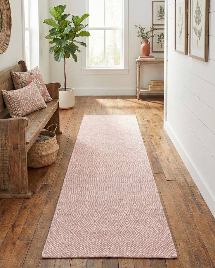 Detail image of 2' 7 x 12' Hand Woven Geo Trellis Flatweave Runner Rug