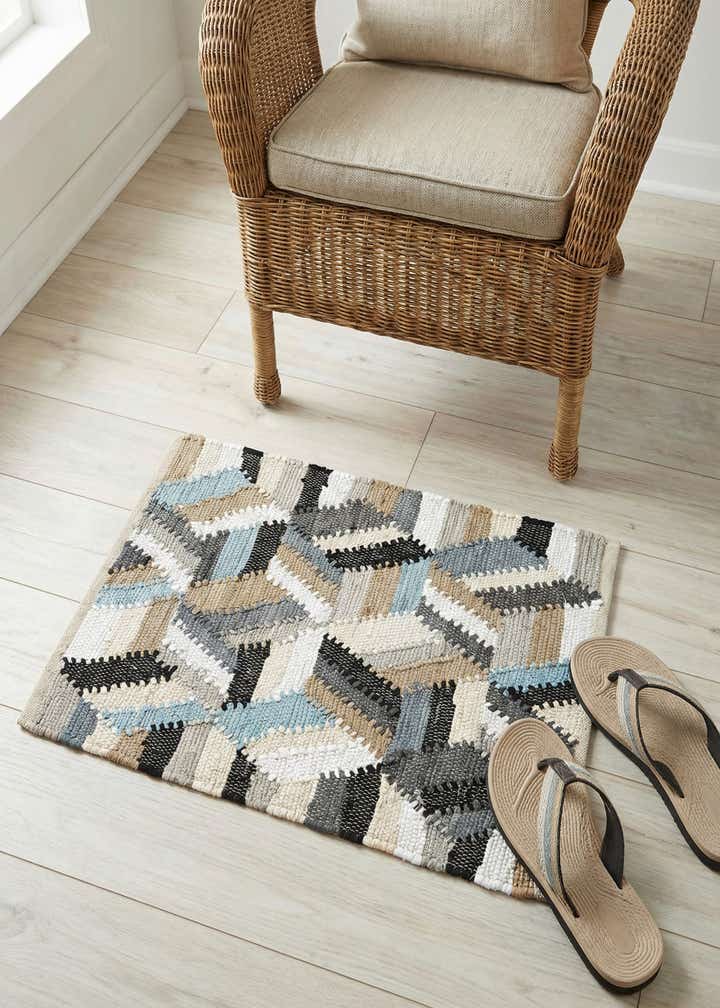2' x 3' 1 Hand Braided Chindi Cotton Rug