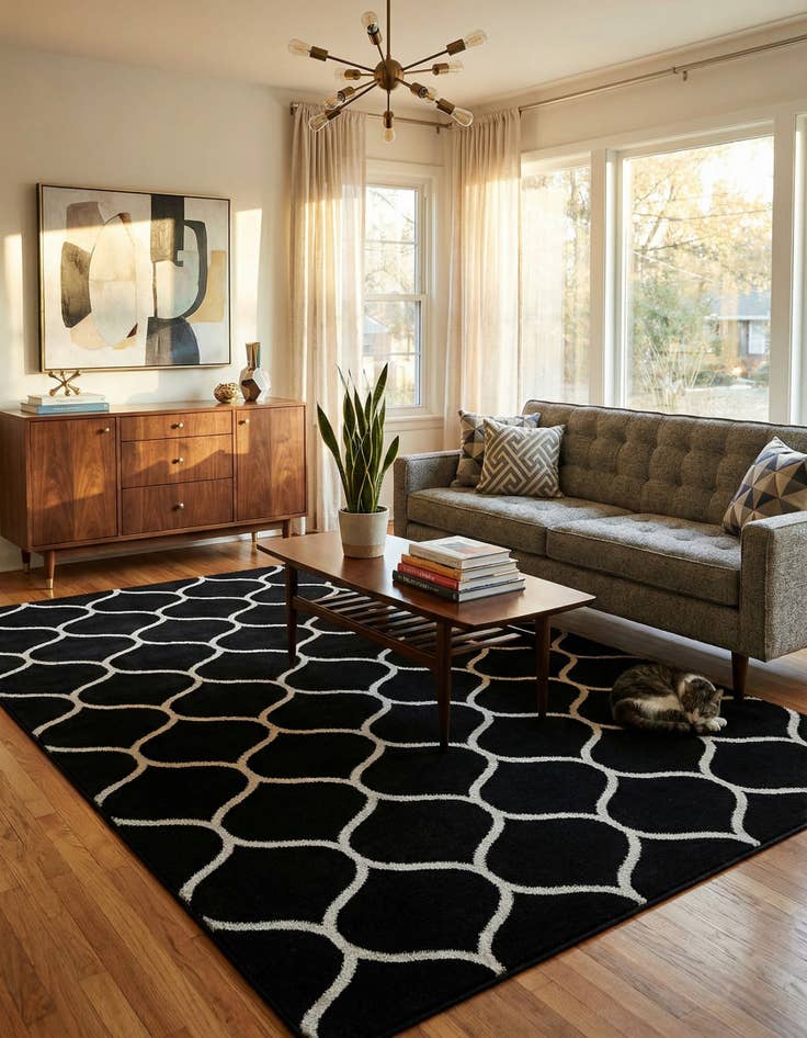 Detail image of 6' x 9' Lattice Frieze Rug