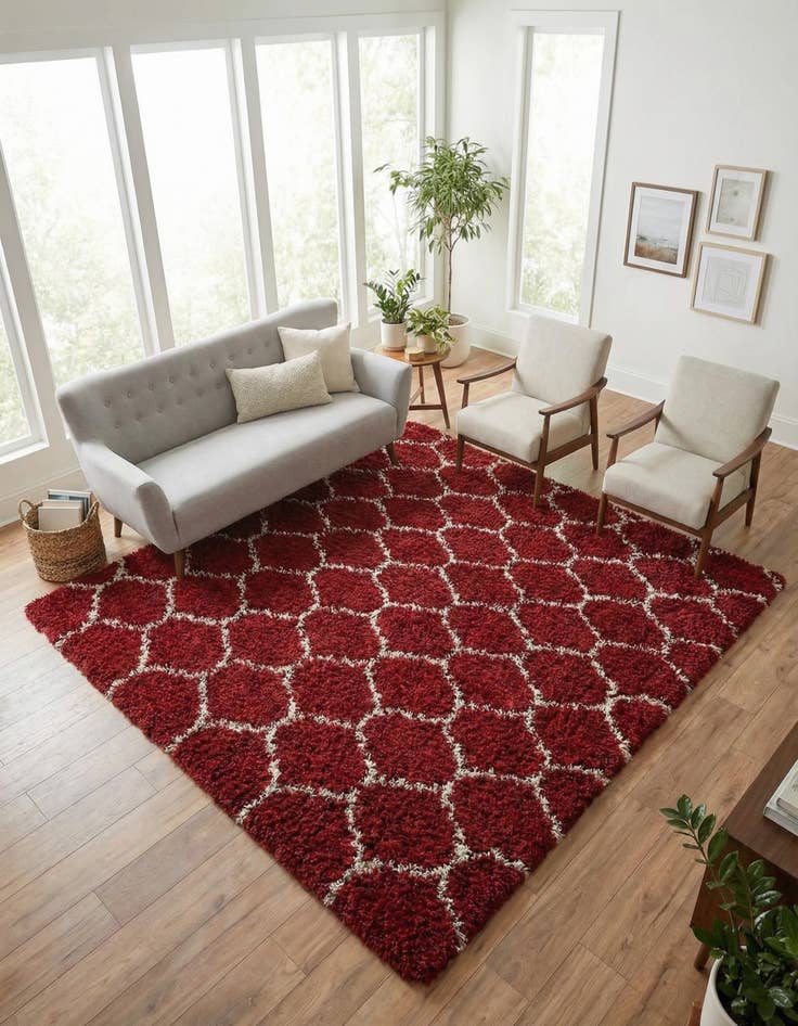 Detail image of  10' x 10' Lattice Shag Square Rug