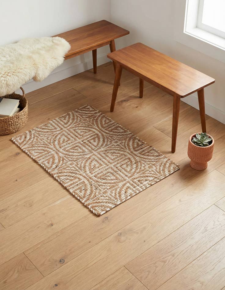 Detail image of 2' x 3' 1  Hand Woven Chenille Jute Rug