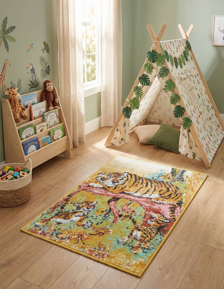 Detail image of 2' 2 x 3' 1 Tiger Whimsy Kids Rug