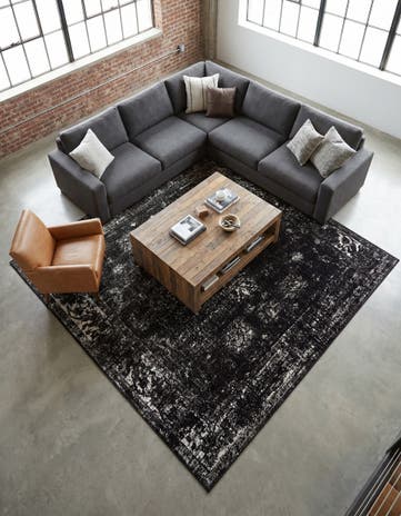 Black Monte Carlo Square Rug
