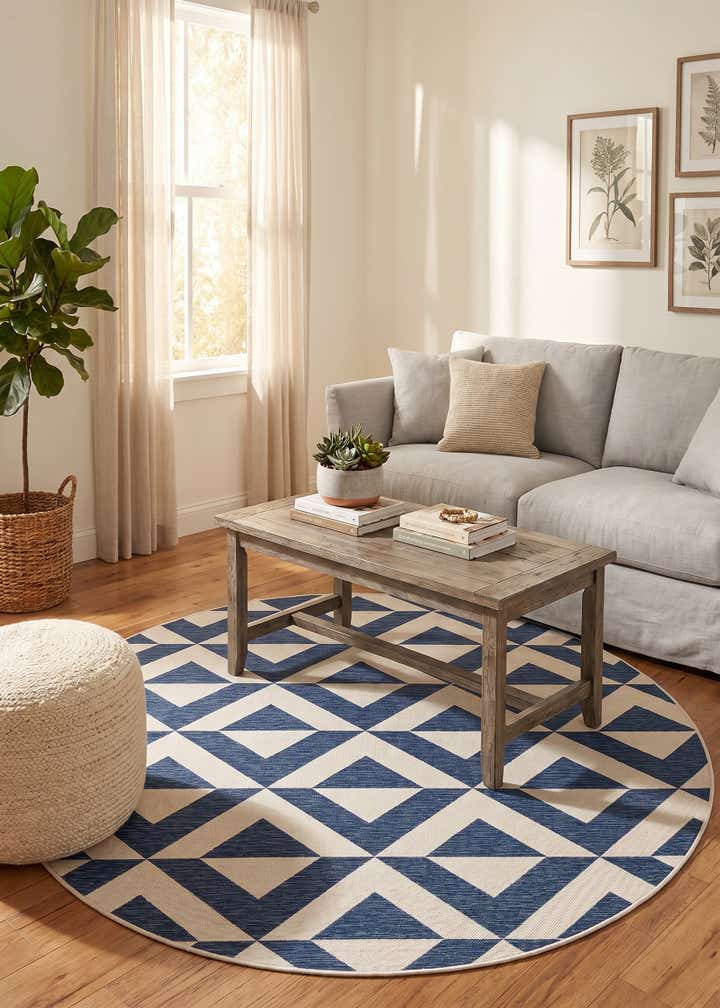 7' x 7' Easy-Clean Jill Zarin Indoor / Outdoor Round Rug