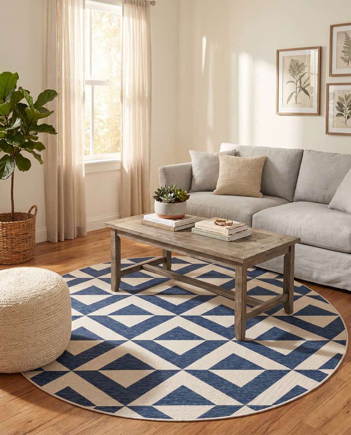 7' x 7' Easy-Clean Jill Zarin Indoor / Outdoor Round Rug