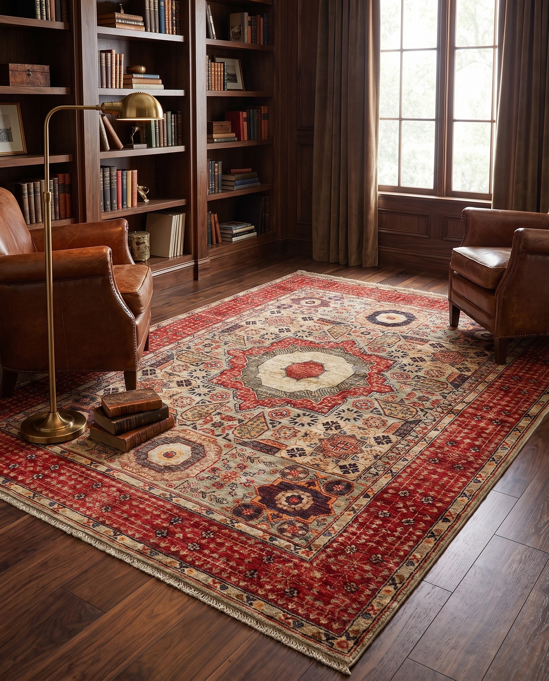 5' 1 x 6' 9 Hand Knotted Mamluk Ziegler Rug
